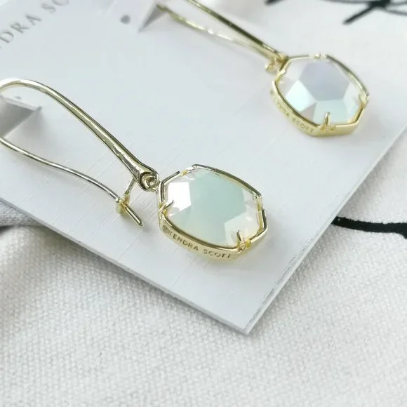 Kendra Scott Drop Earrings - Davis Iridescent Opalite Gold - Picture 2 of 3